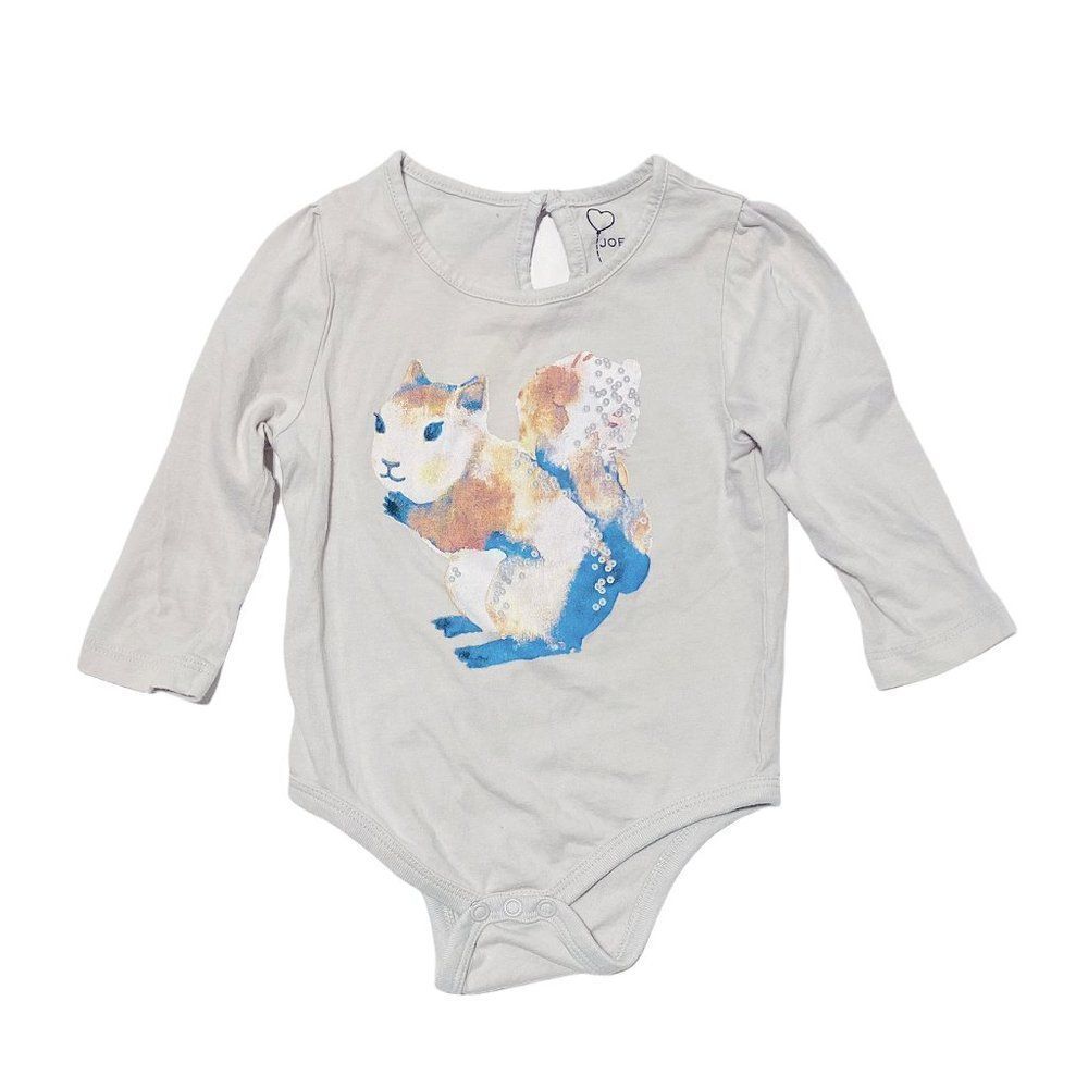 Joe Fresh Squirrel Print Ruffle Shoulder Onesie